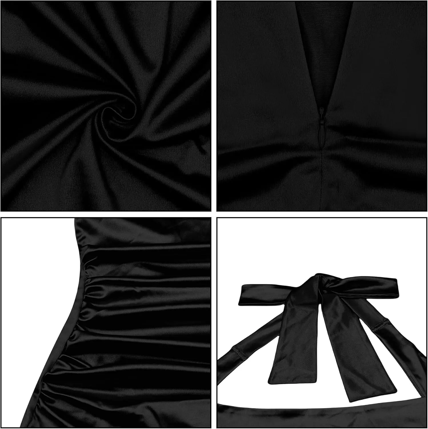 Dresses for Women Formal Cocktail Dress Maxi Sleeveless Sexy Satin Backless V Neck High Slip Long