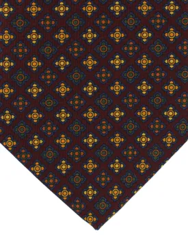 E. Marinella Tie Maroon Dark Blue Geometric Design - Wide Necktie