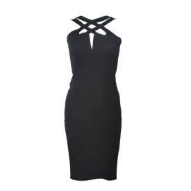 ELIZABETH MASON COUTURE Silk Criss Cross Cocktail Dress