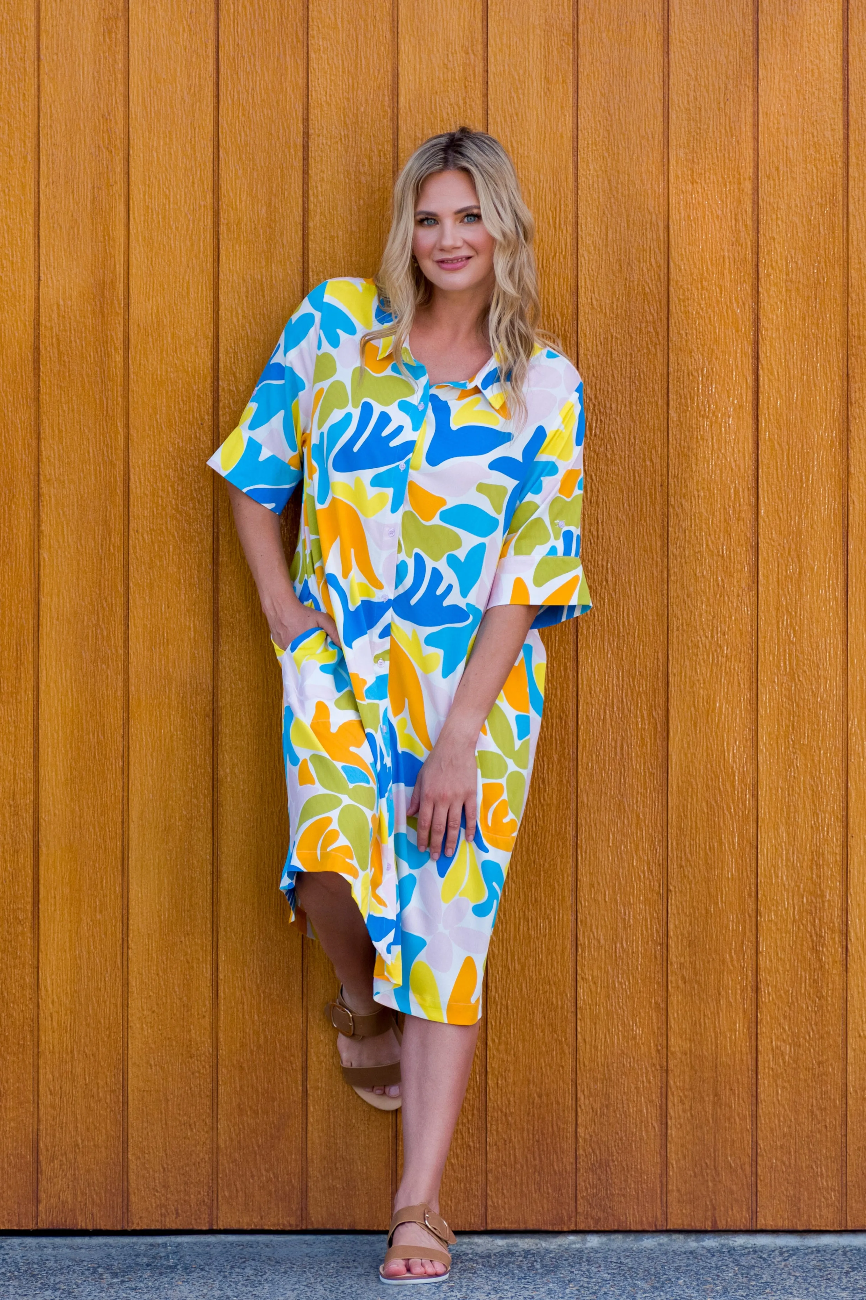 FINAL SALE Shirt Dress in Crested Sunburst