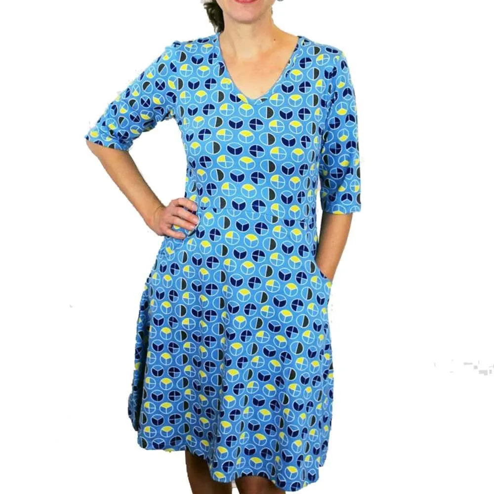 Fractions Print Fit & Flare Dress