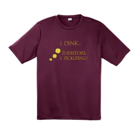 I Dink Therefore I Pickleball | Clearance Men’s Short Sleeve Pickleball Shirt | 100% Polyester