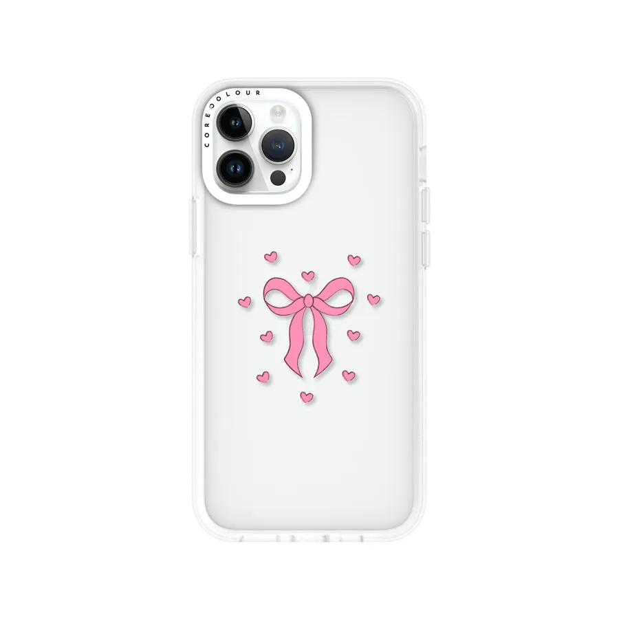 iPhone 12 Pro Pink Ribbon Heart Phone Case