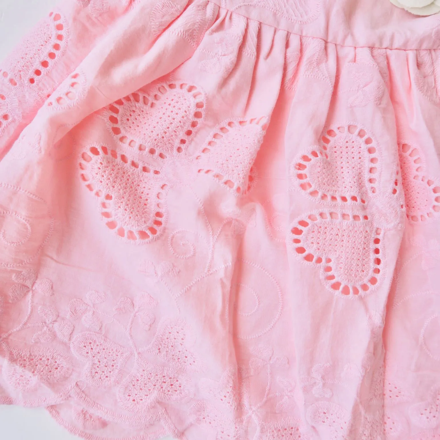 Iris Dress in Pink Hearts Eyelet