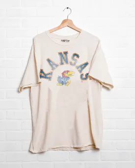 KU Jayhawks Mega Arch Off White Thrifted Tee