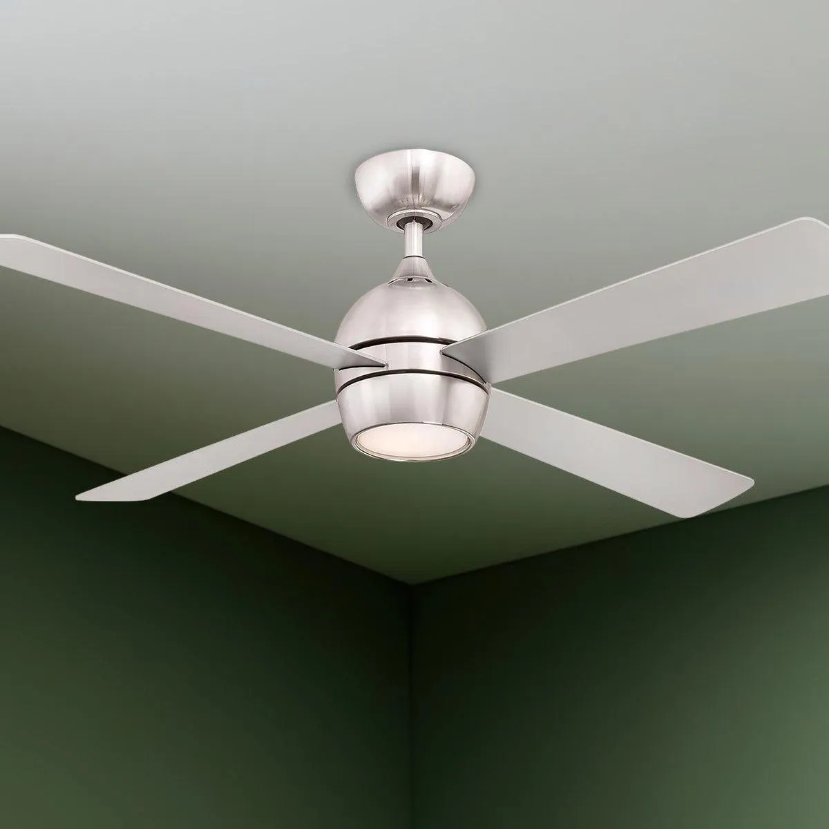 Kwad 52 Inch Brushed Nickel Modern LED Ceiling Fan with Remote