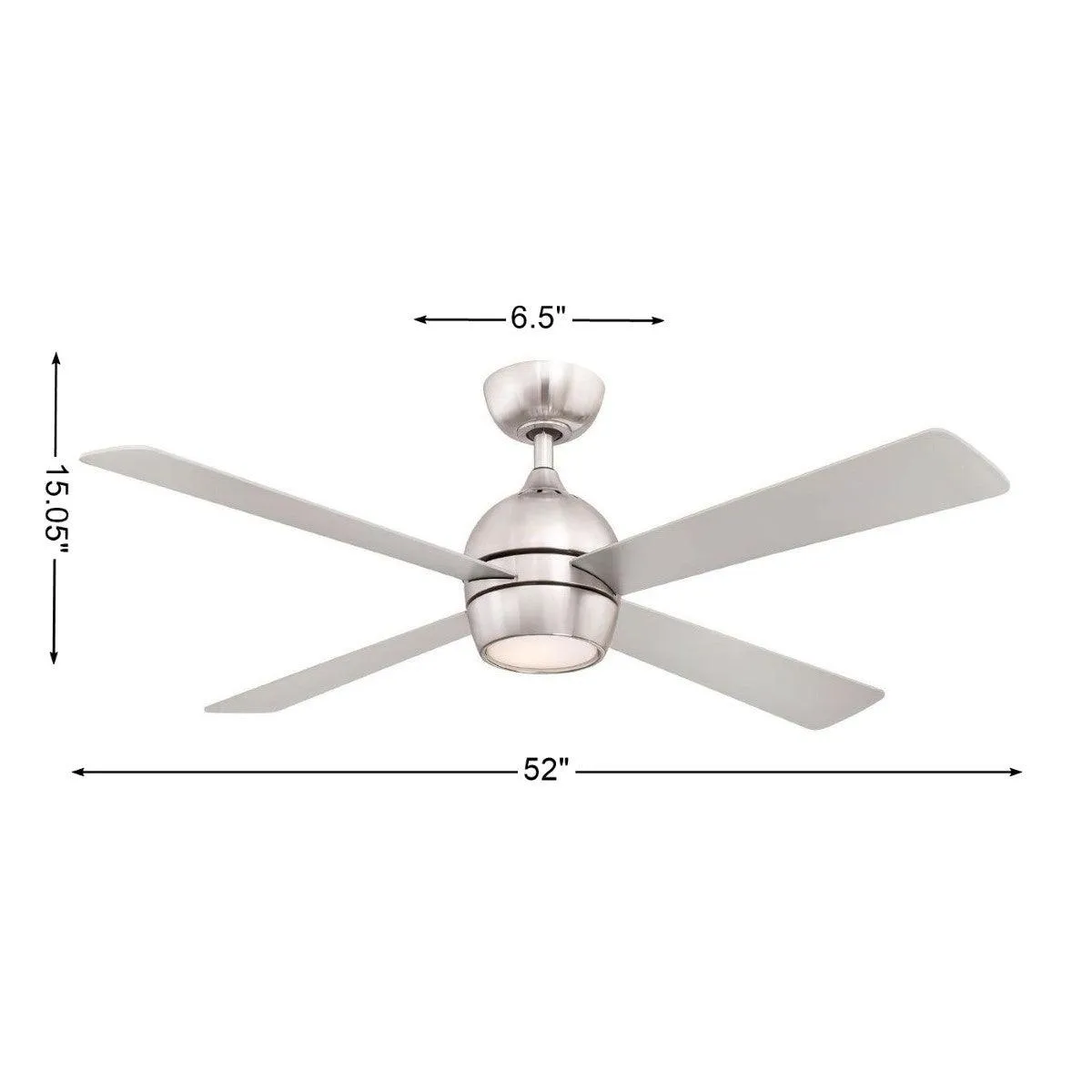 Kwad 52 Inch Brushed Nickel Modern LED Ceiling Fan with Remote