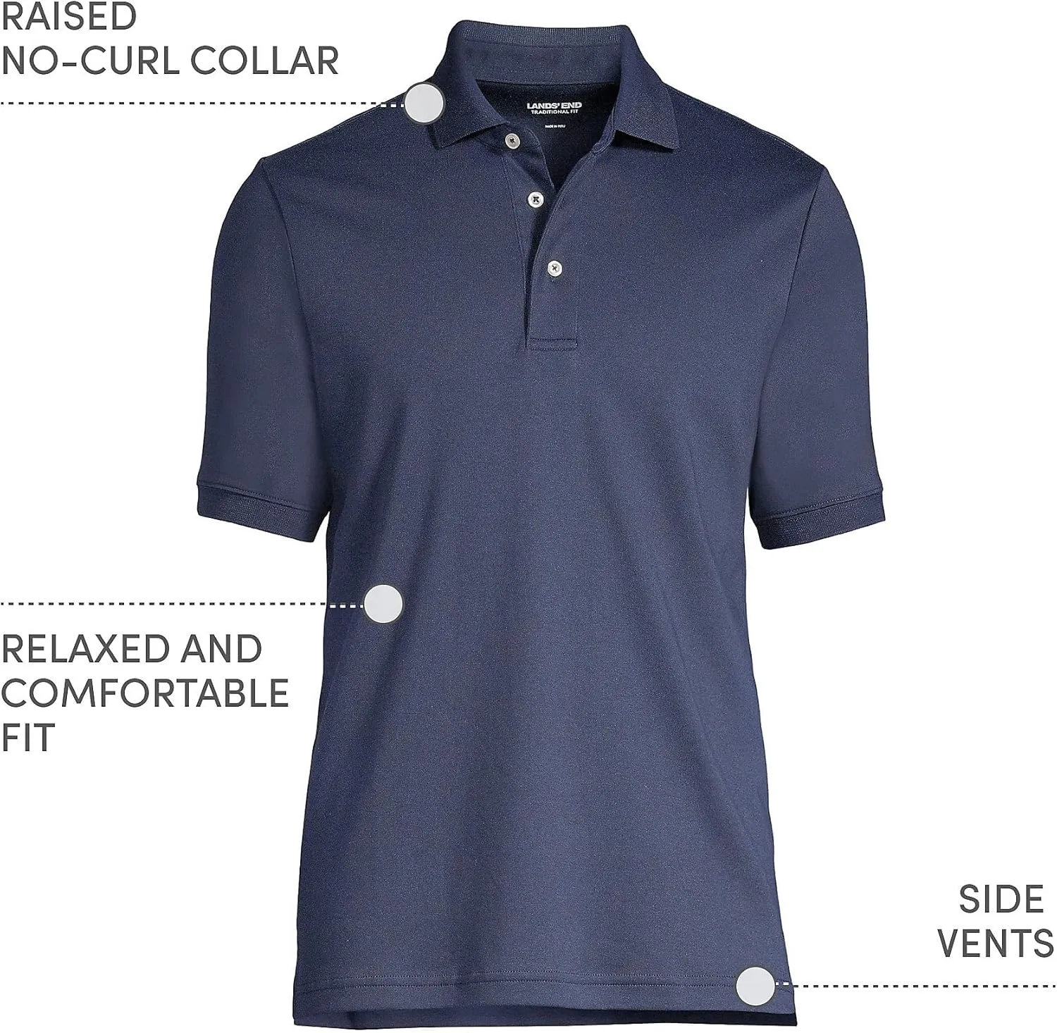 Lands' End Men's Short Sleeve American-Grown Supima Cotton Polo Shirt