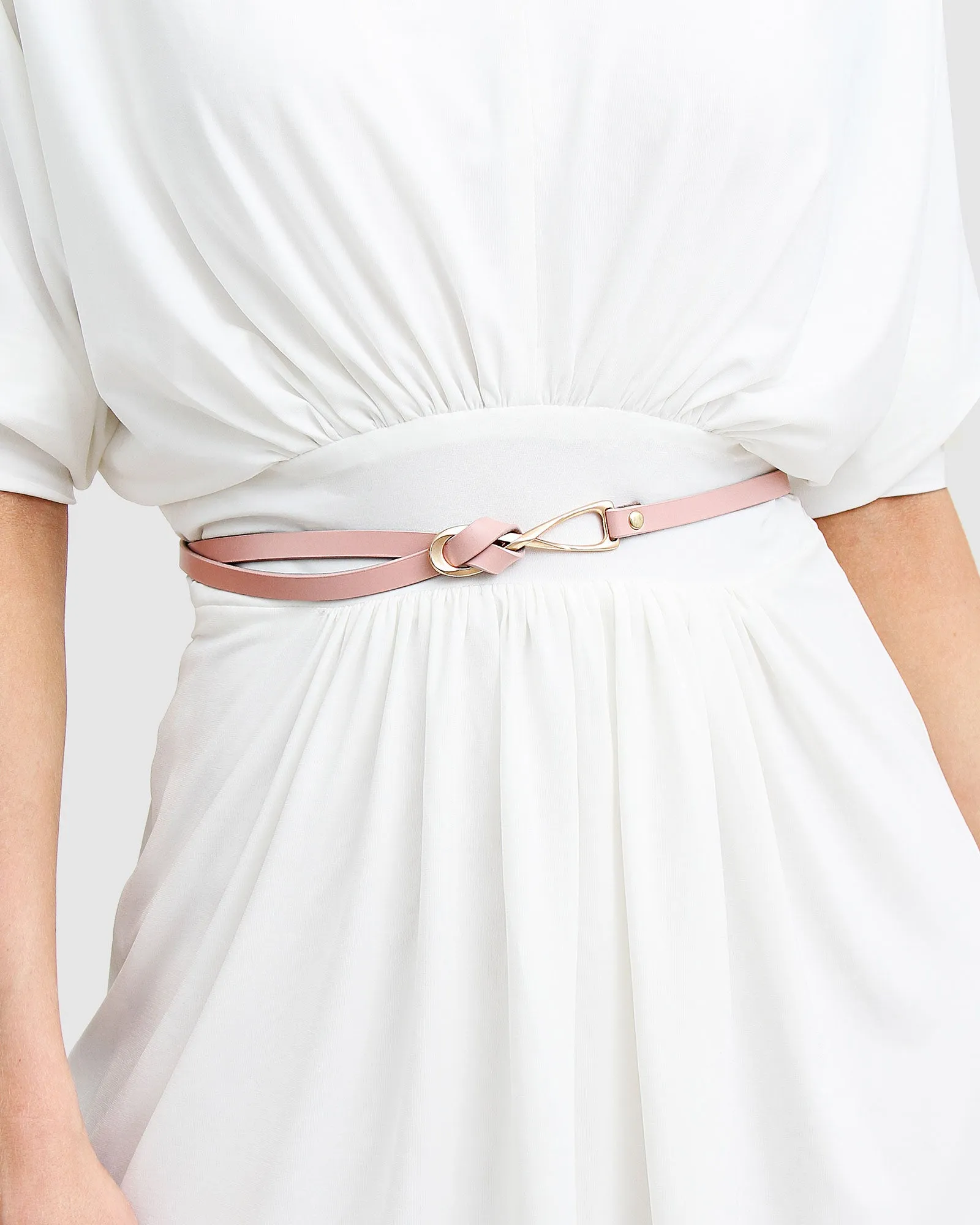 Leather Tie Belt  2 pack - Pink / White