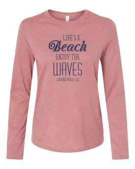 Life's a Beach Long Sleeve Tee - Heather Mauve