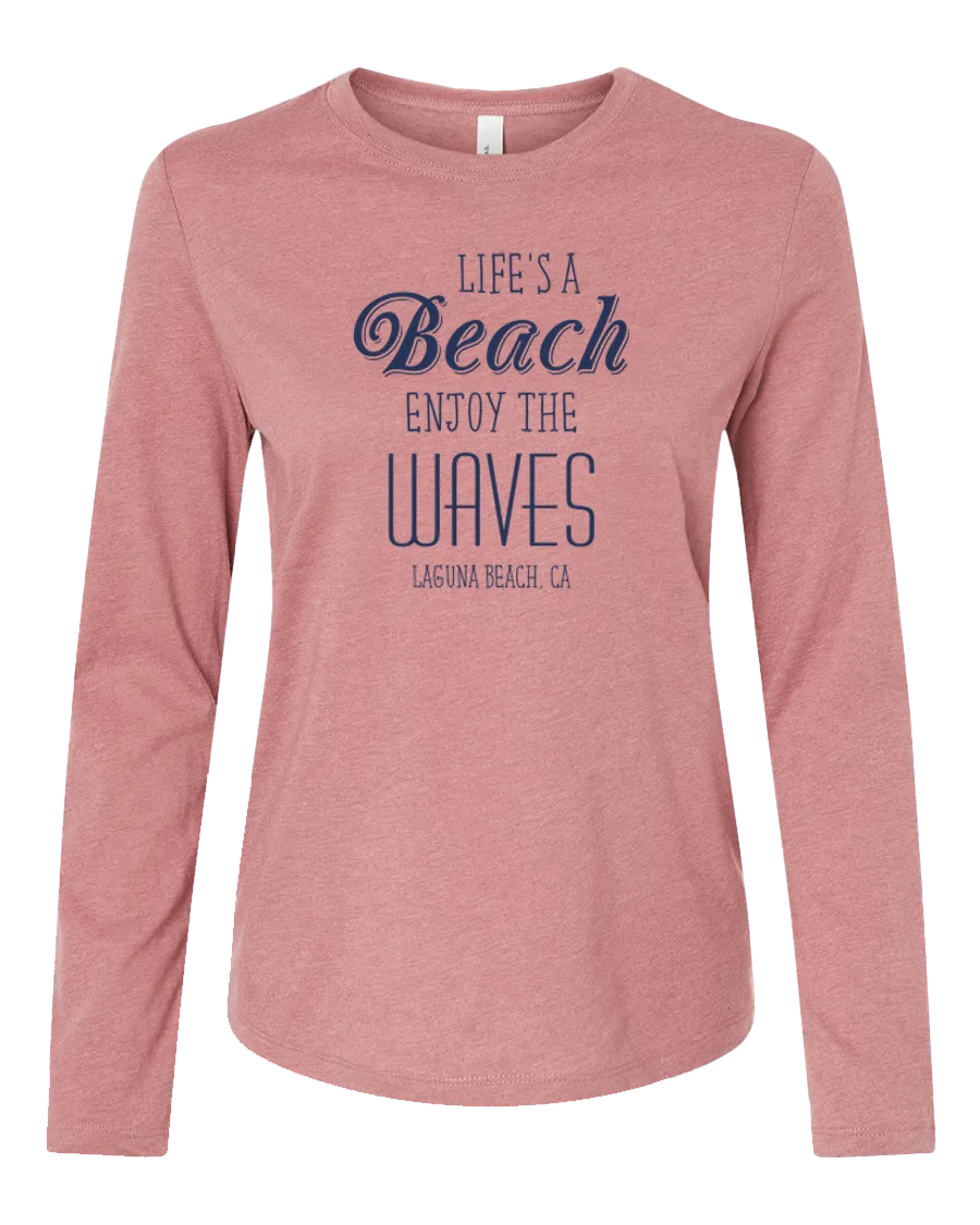 Life's a Beach Long Sleeve Tee - Heather Mauve