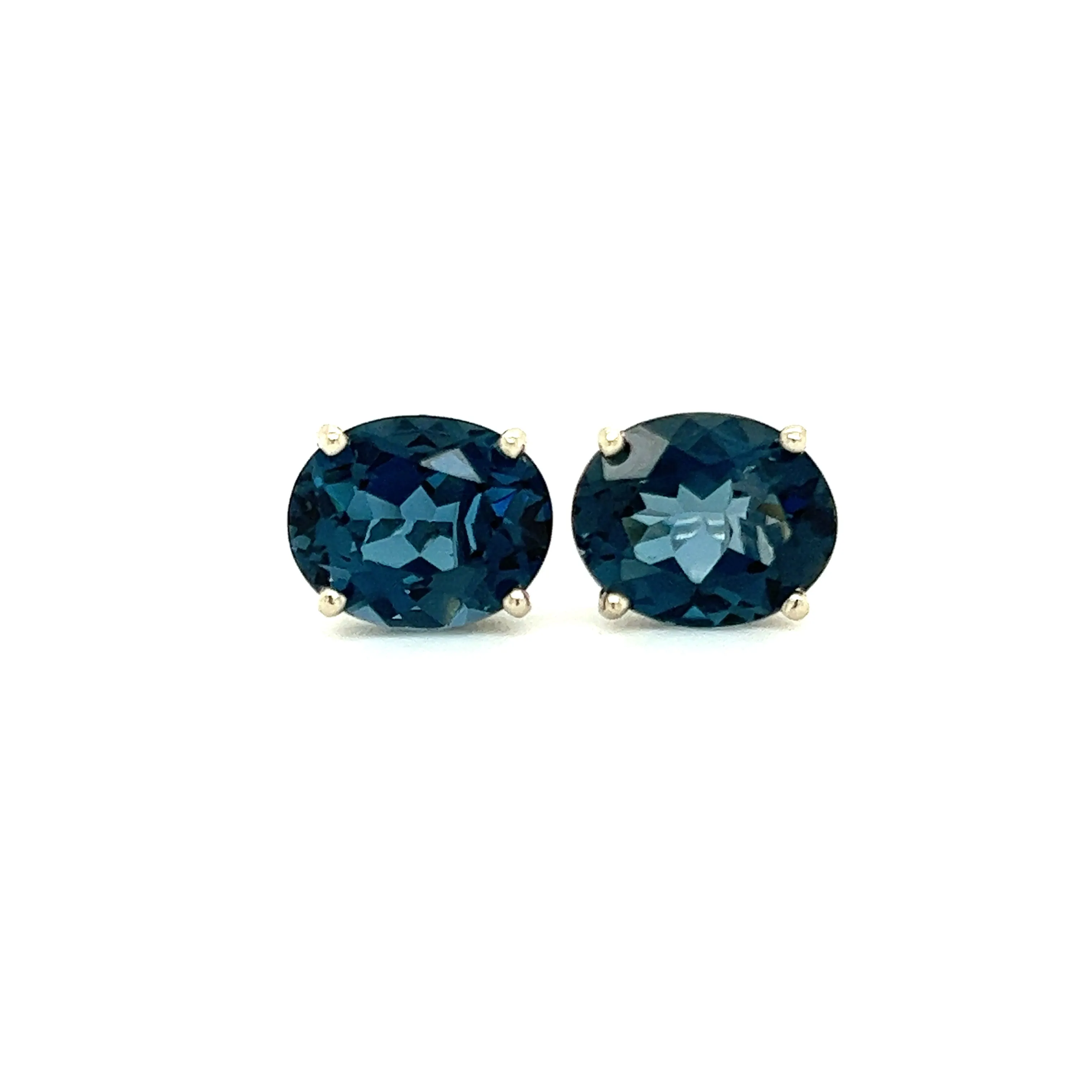 London Blue Topaz Stud Earrings in 14K White Gold