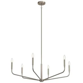Madden 38" 6-Light Chandelier, Brushed Nickel Finish