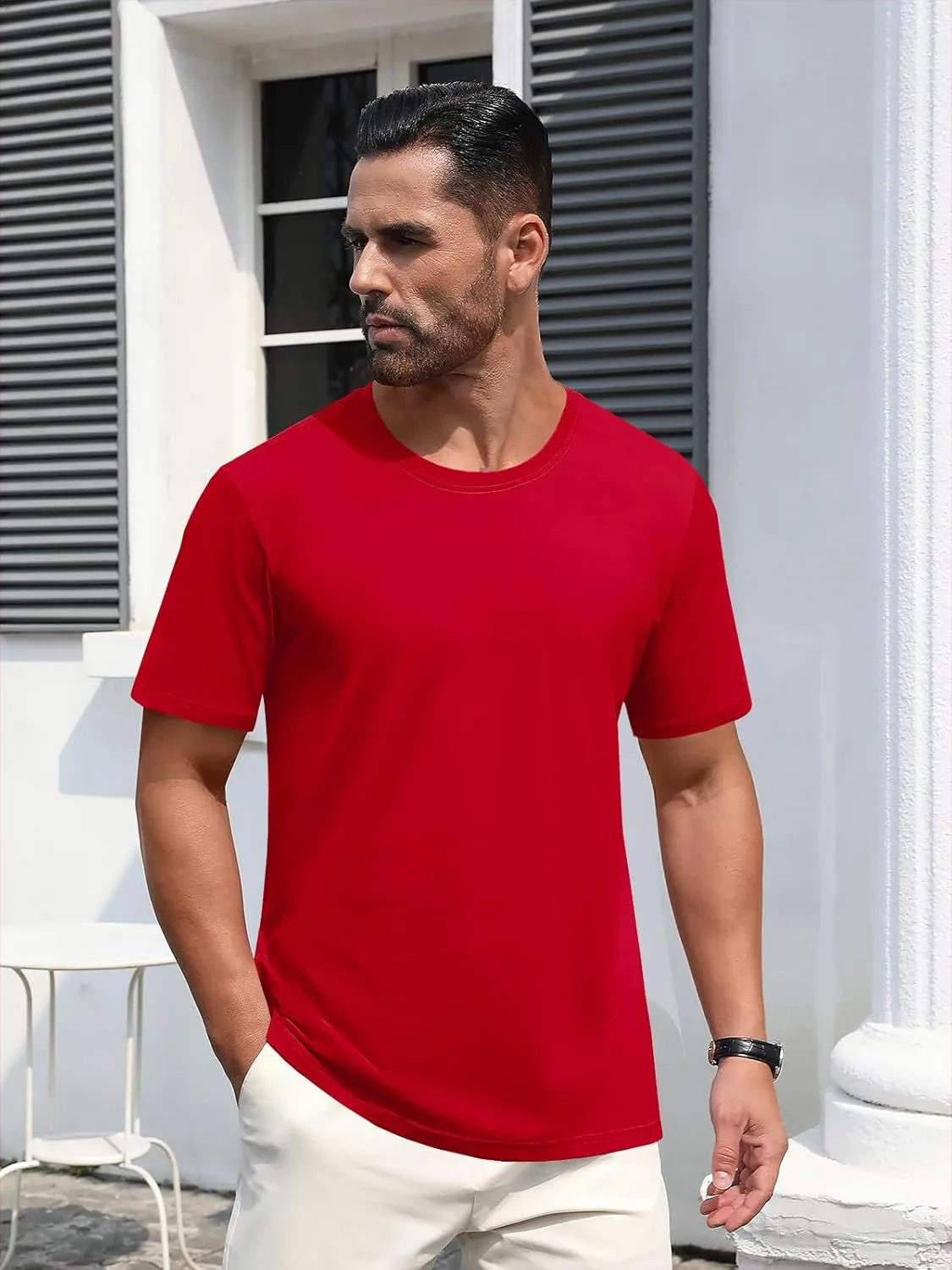 MAGNIVIT Men's Shirts Short Sleeve Cotton T-Shirt Crew Neck Light Tees Classic Basic Casual Tops Plain Soft Shirt