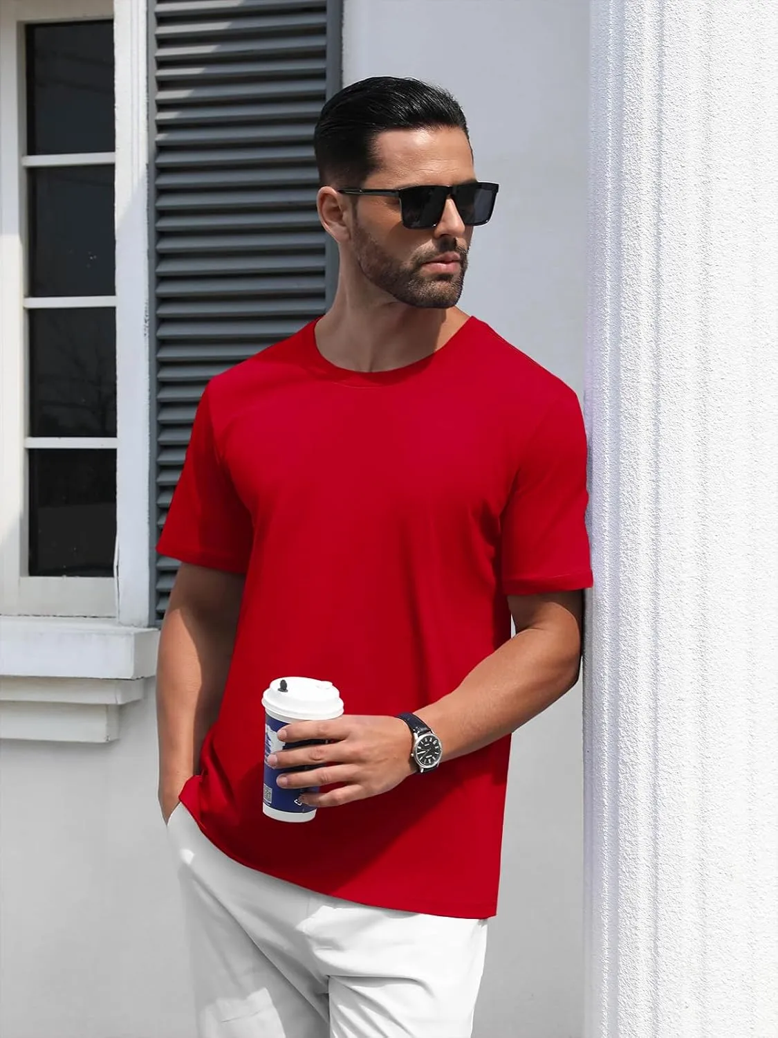 MAGNIVIT Men's Shirts Short Sleeve Cotton T-Shirt Crew Neck Light Tees Classic Basic Casual Tops Plain Soft Shirt