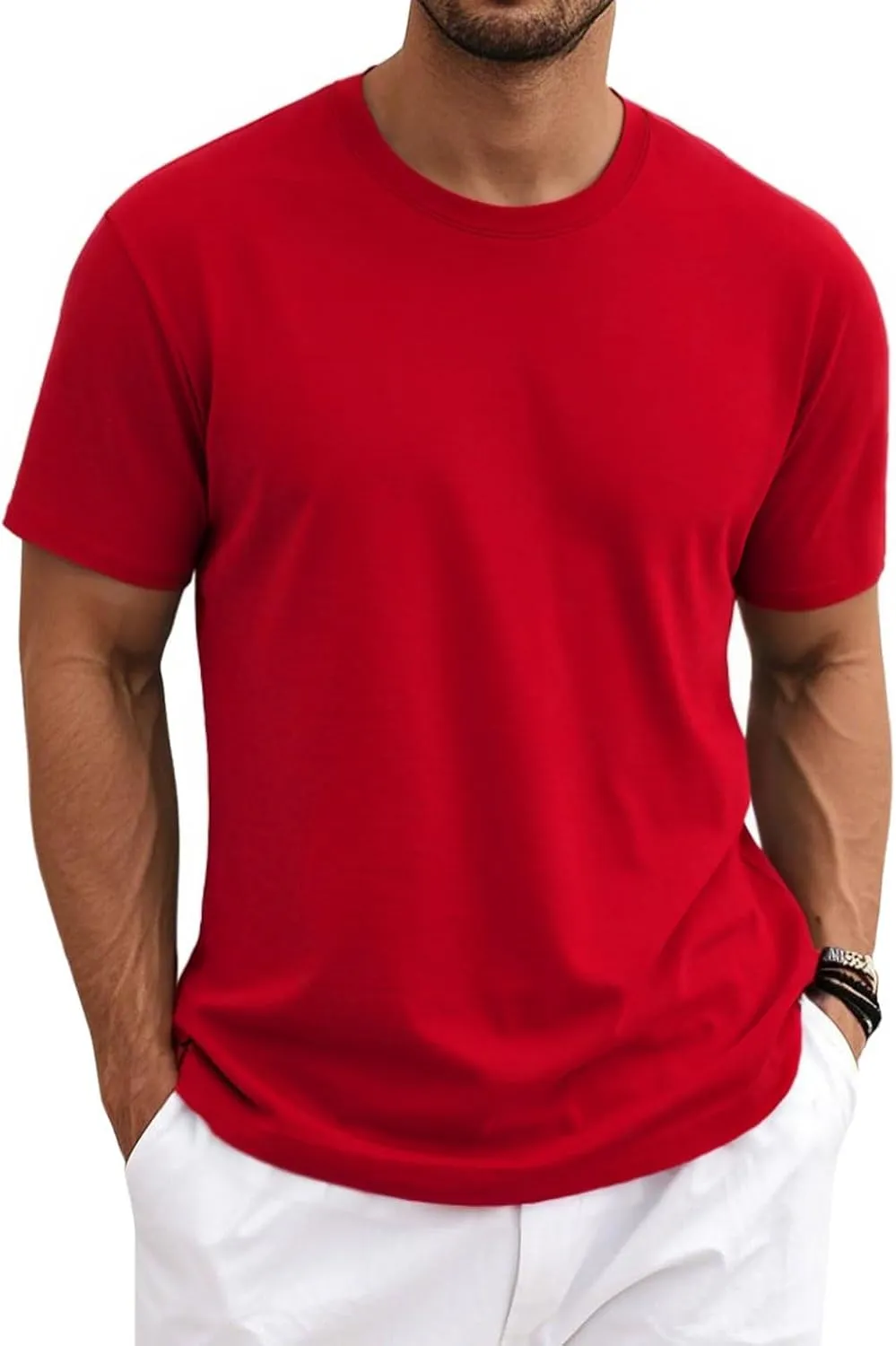 MAGNIVIT Men's Shirts Short Sleeve Cotton T-Shirt Crew Neck Light Tees Classic Basic Casual Tops Plain Soft Shirt