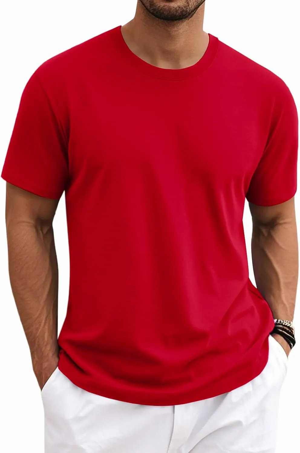 MAGNIVIT Men's Shirts Short Sleeve Cotton T-Shirt Crew Neck Light Tees Classic Basic Casual Tops Plain Soft Shirt
