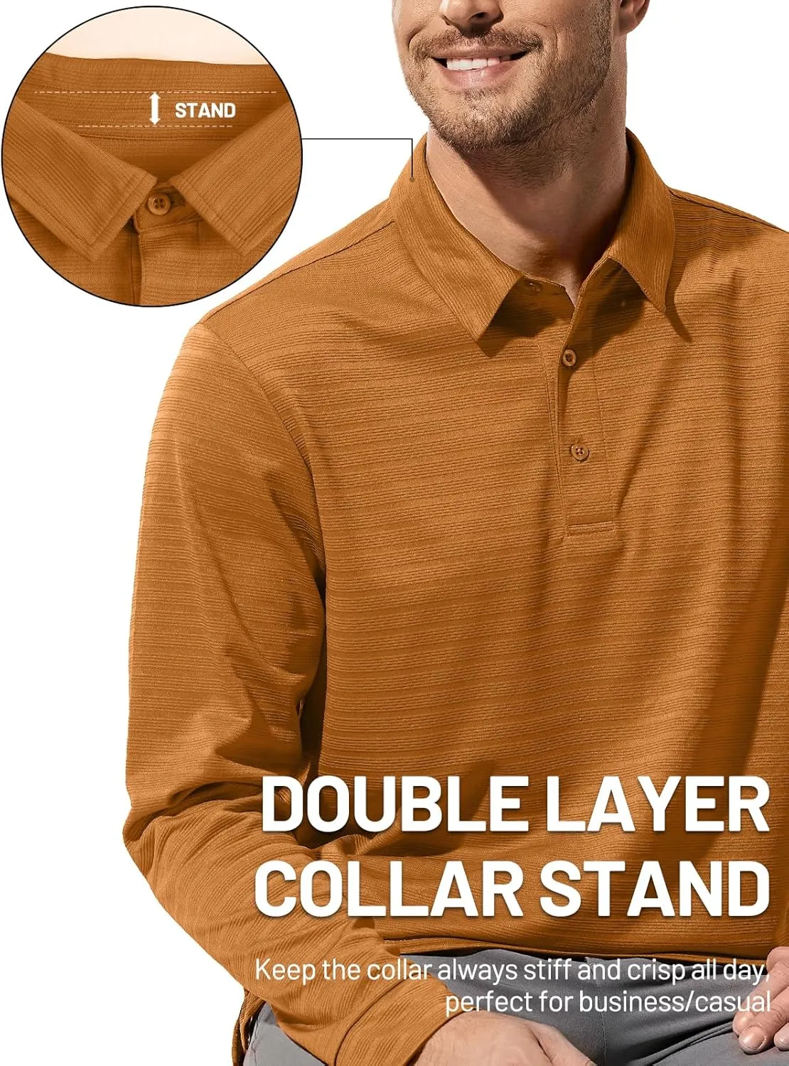 MIER Men's Quick Dry Polo Golf Shirts - Short & Long Sleeve Polyester Casual Lightweight Soft Collared Shirts