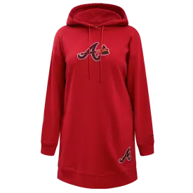 MLB ATLANTA BRAVES CLASSIC WOMEN'S HOODIE DRESS (RED)