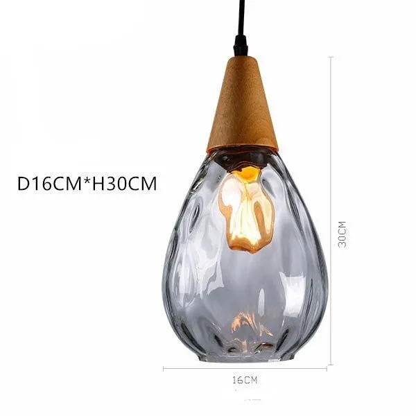 Modern Pendant Light Led Wood Glass Hanging Lamp