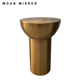 MOON MIRROR Luxury Brushed Gold Semi-Circular Table