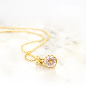 Morganite Pendant -  Morganite Solitaire Pendant - Gold Morganite Pendant