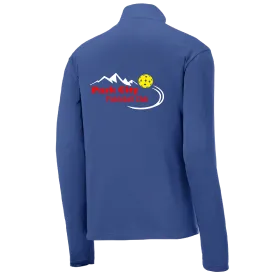 Park City Pickleball Club (Red Words) | Men's 1/4 Zip Long Sleeve Pullover Athletic Shirt | 100% Polyester