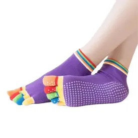 Purple Yoga Rainbow Toe Socks (Adult Medium - Women's Shoe Sizes 5-10)