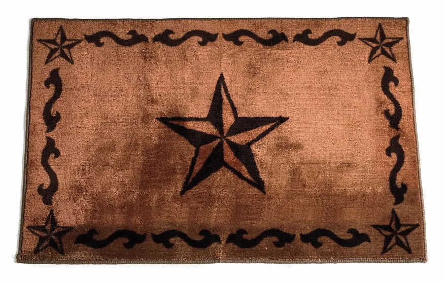 "Chocolate Star" Western Bath/Kitchen Rug - 2 x 3