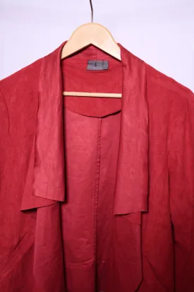 Red Polyester Shrug by Yessica
