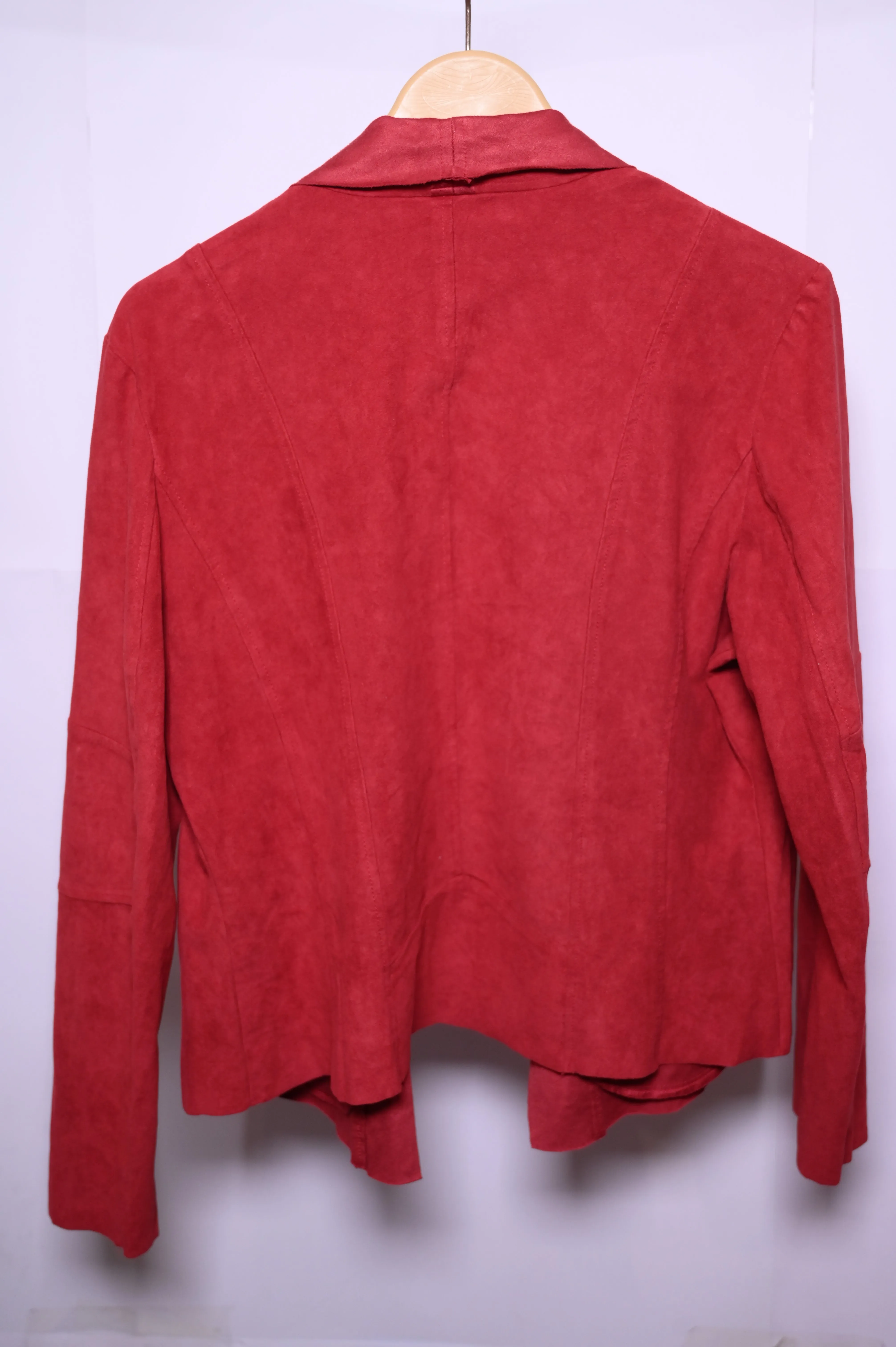 Red Polyester Shrug by Yessica