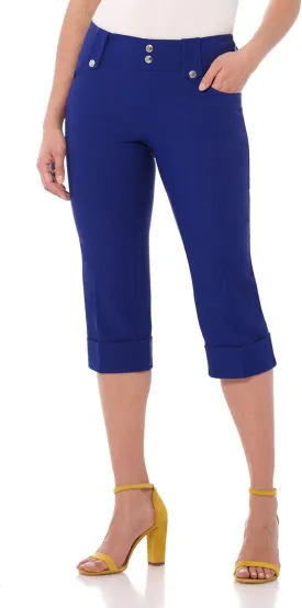 Rekucci Women's Ease into Comfort Modern Classic Cuffed Capri