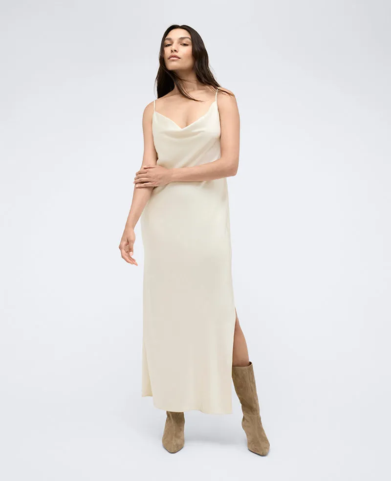 Satin Cowl Neck Maxi Slip Dress