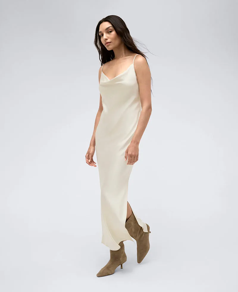 Satin Cowl Neck Maxi Slip Dress