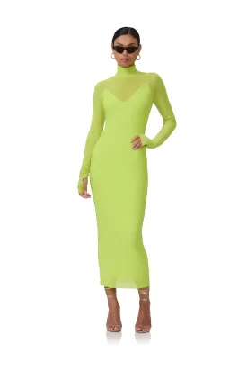 Shailene Rhinestone Dress - Lime Punch