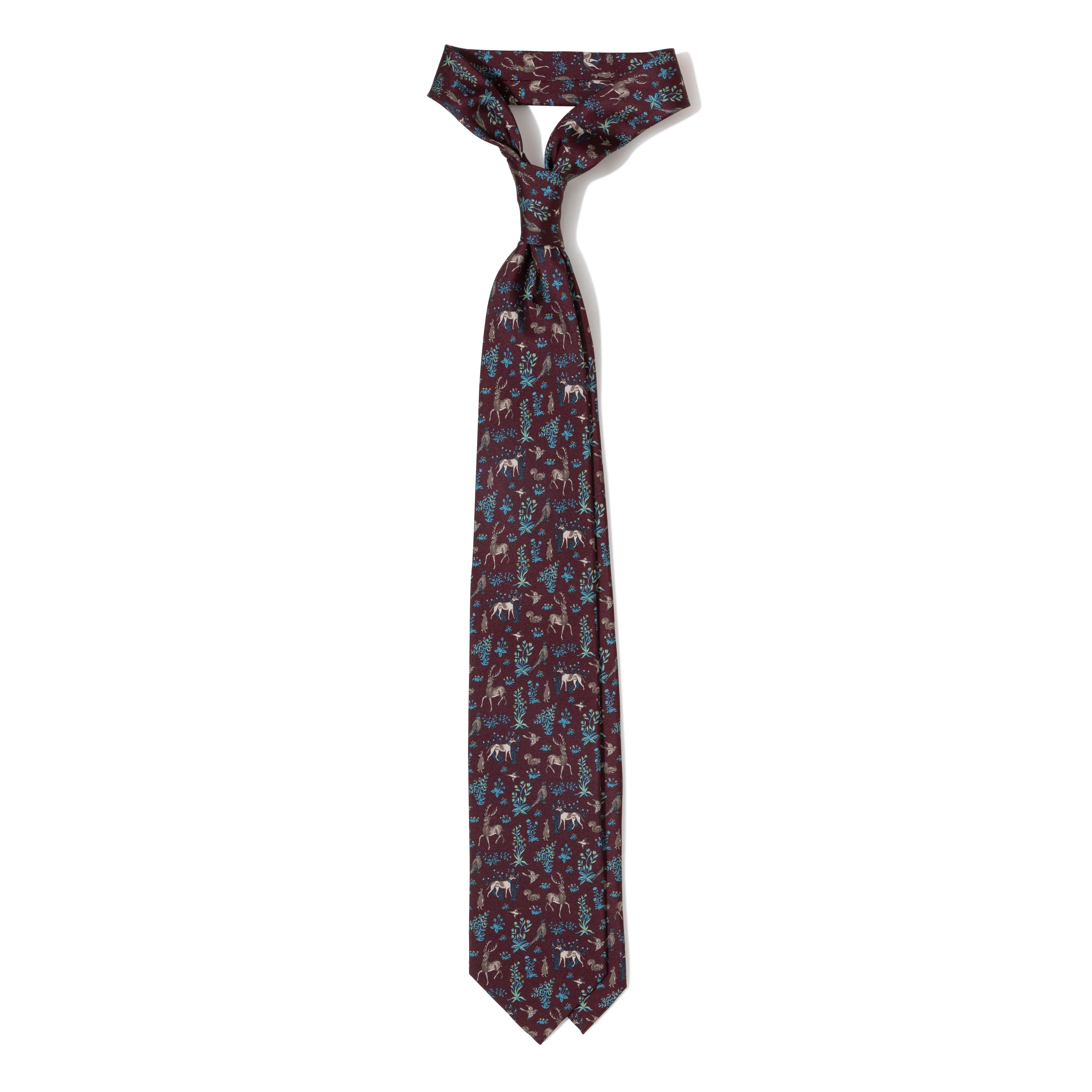 Silk Woodland Print Self-tip Tie