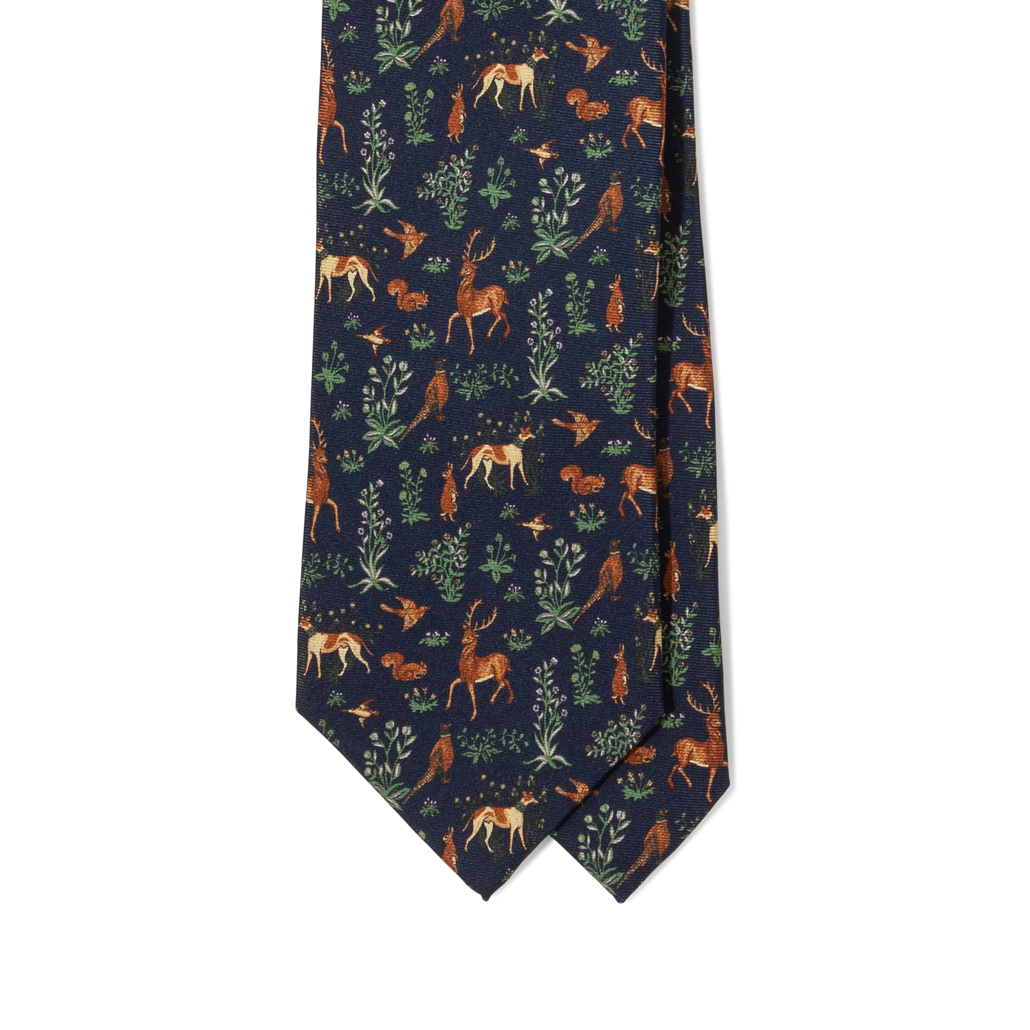 Silk Woodland Print Self-tip Tie