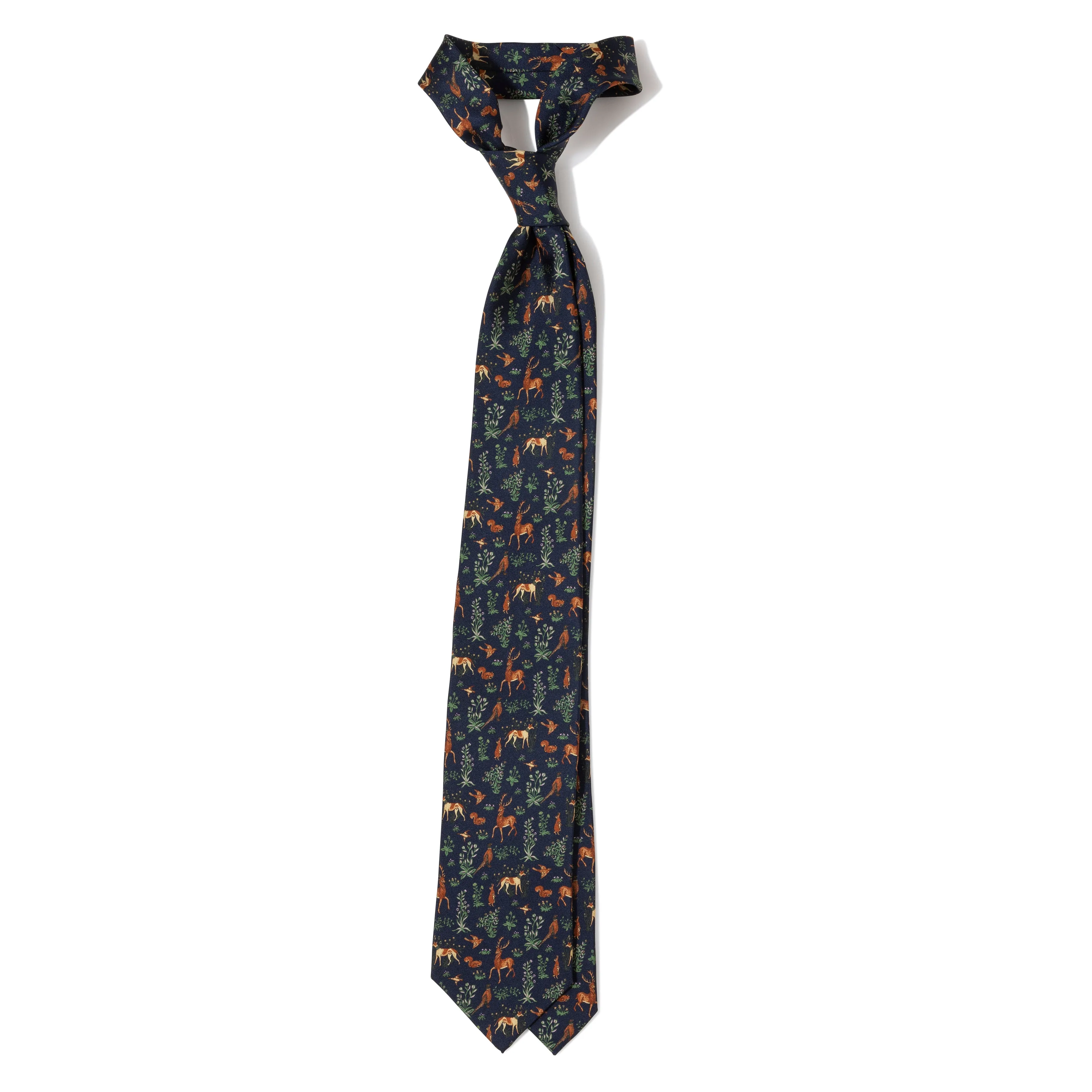 Silk Woodland Print Self-tip Tie