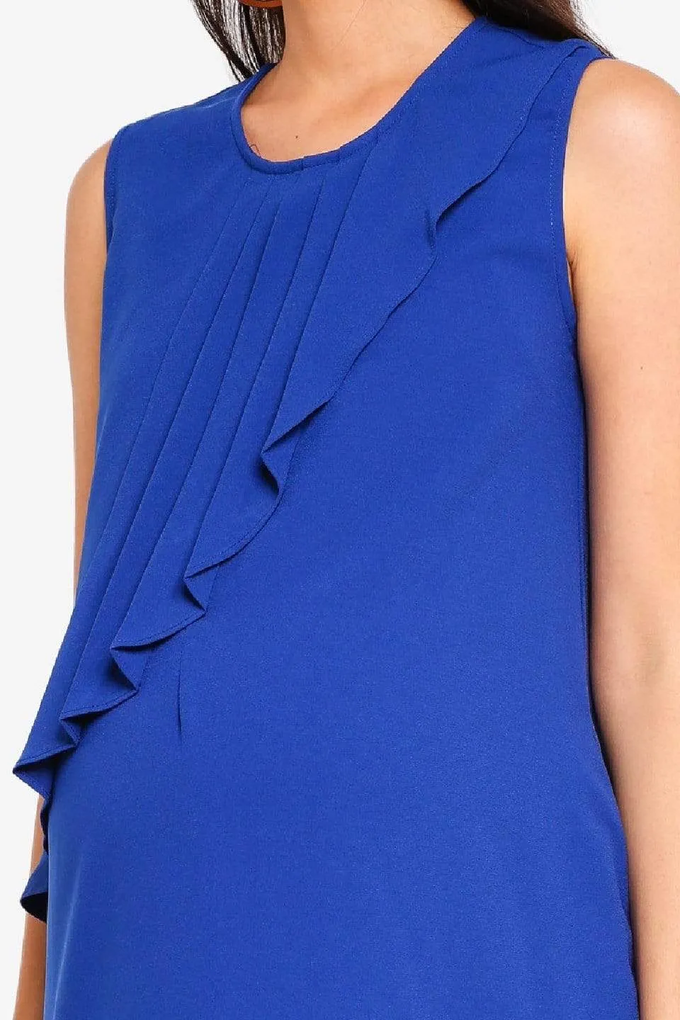 Sleeveless Cory Pleated Dress Peacock