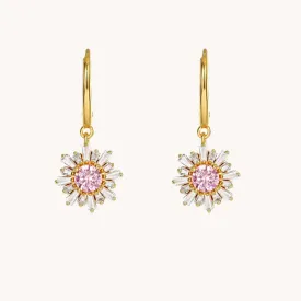 Snowflake Pink Gold Stud Earrings W.