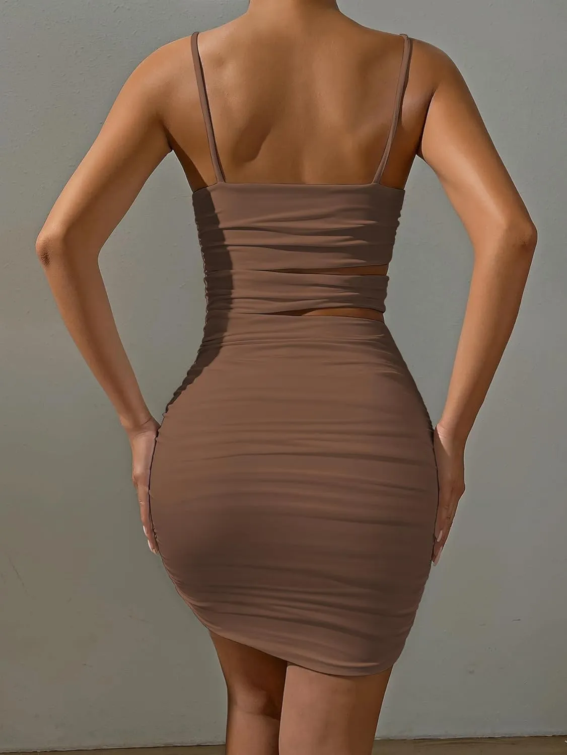 Summer Bodycon Slip Dress: Womens Sexy Hollow Out Strap Spaghetti Outfits - Short Party Dress for Club Wear 22521