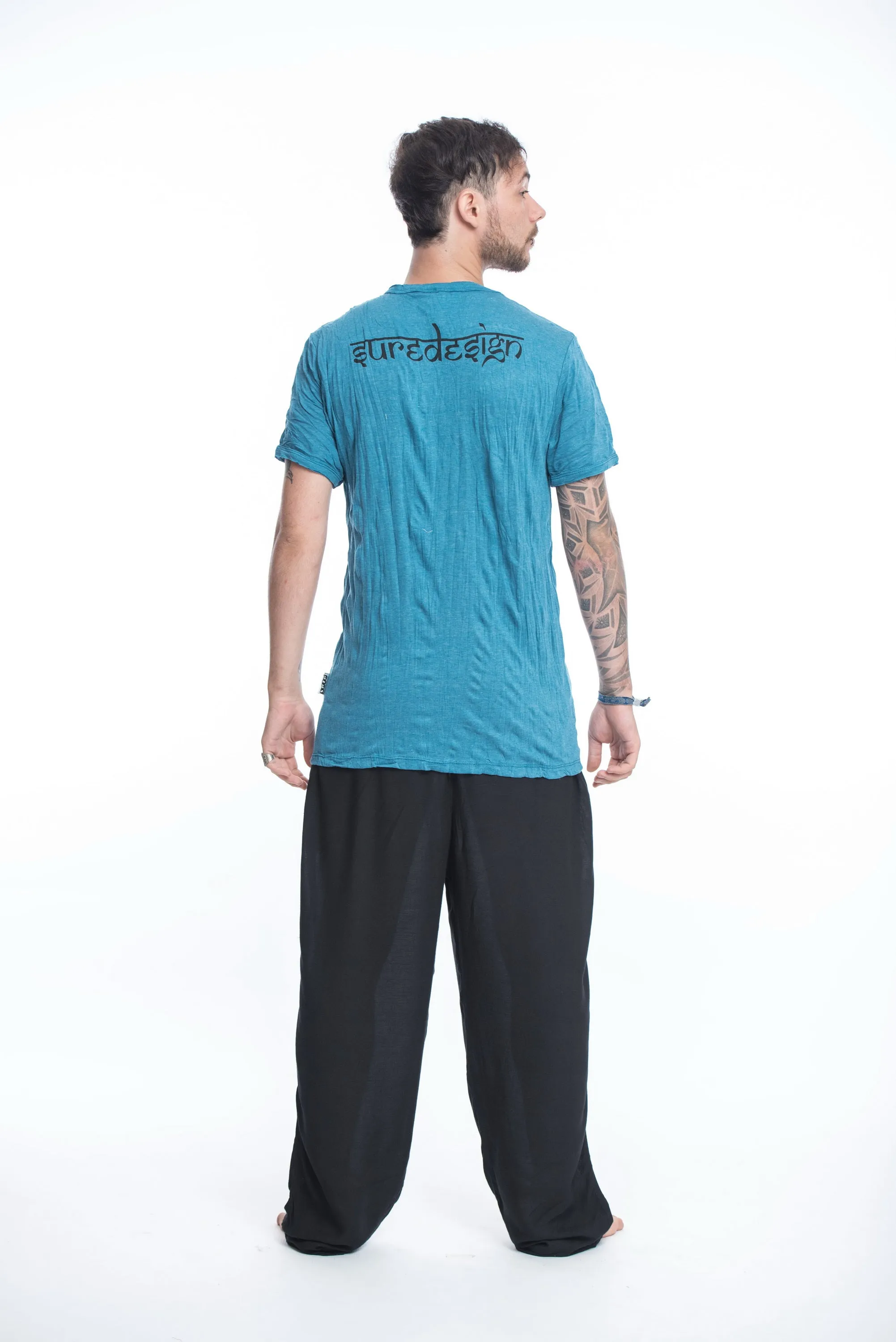 Sure Design Mens Ohm Buddha Face T-Shirt Denim Blue