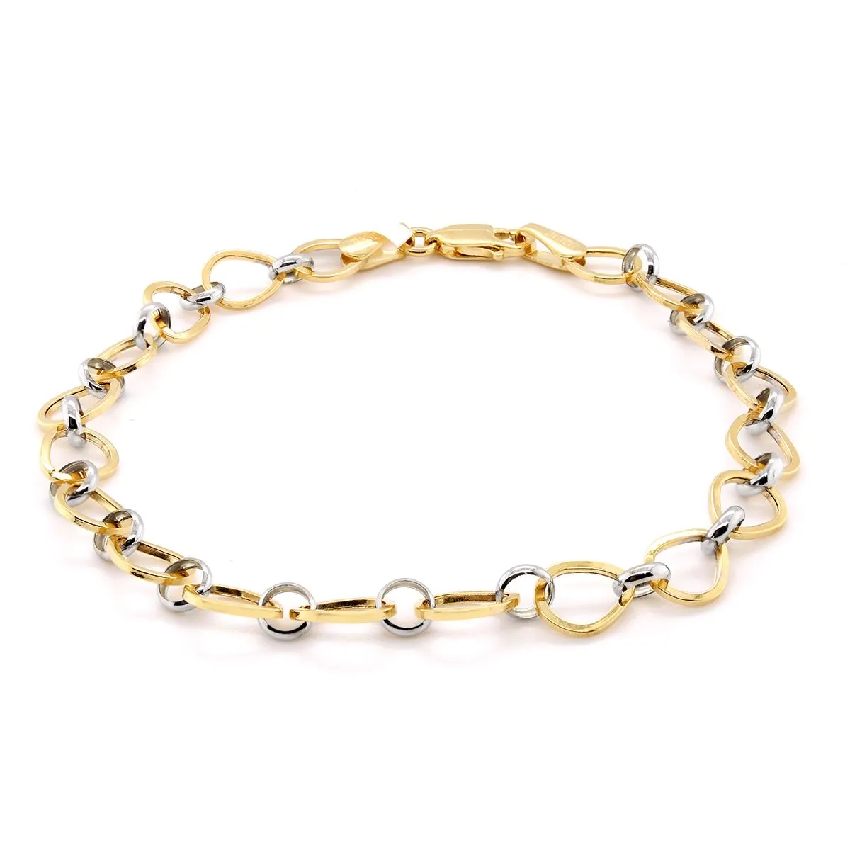 TWO-TONE CHAIN LINIK BRACELET, 7.25 INCHES