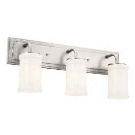 Vetivene 24 In 3-Lights Bathroom Vanity Light With Opal Glass, Silver Finish