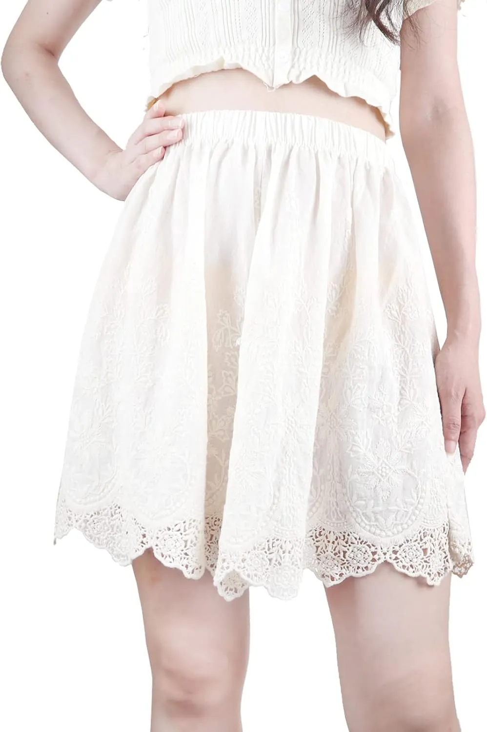 Vintage Lace Pettipants Slips Embroidery Flower Womens Lightweight Cotton Linen Bloomer Shorts Lounge Short Pants