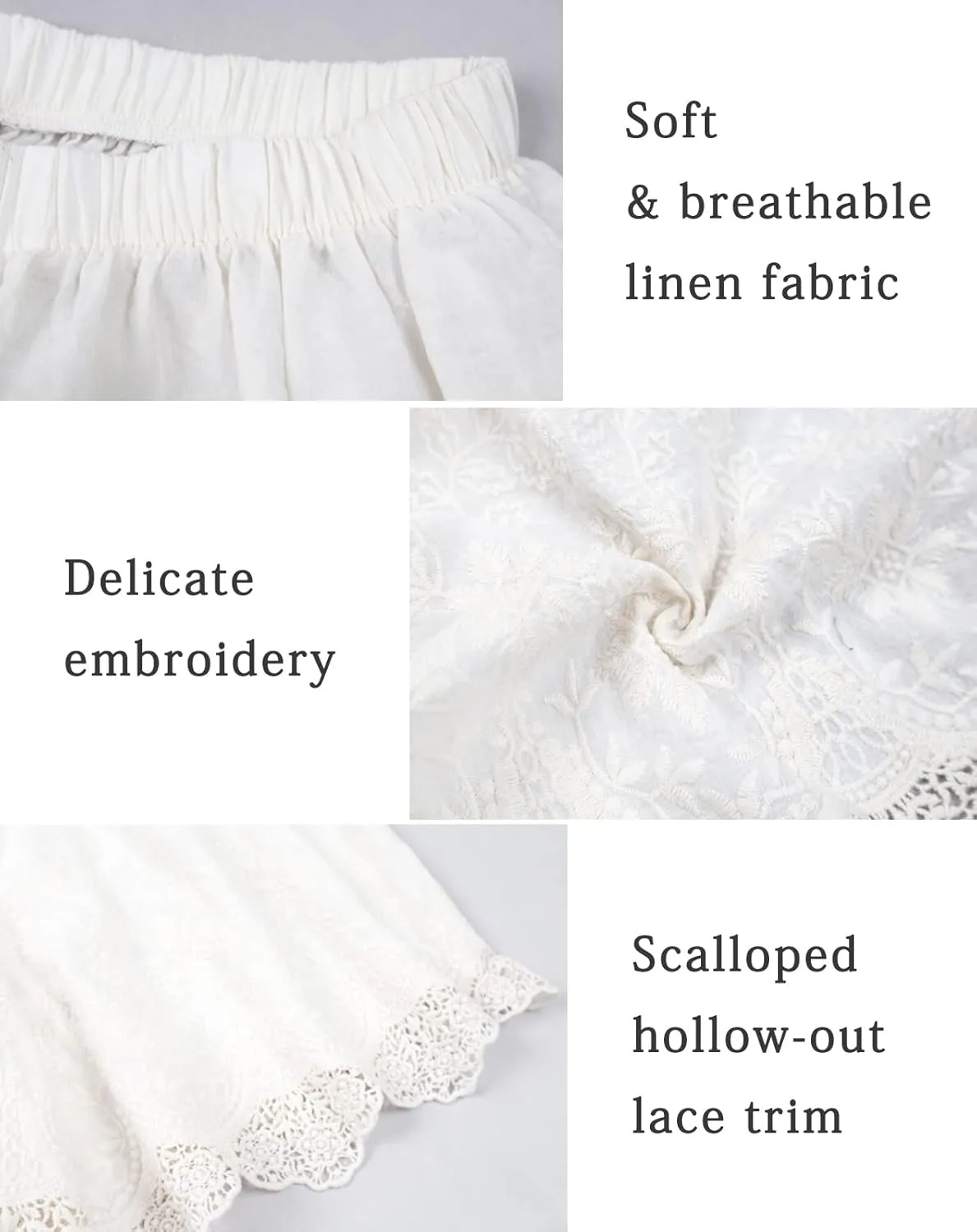 Vintage Lace Pettipants Slips Embroidery Flower Womens Lightweight Cotton Linen Bloomer Shorts Lounge Short Pants