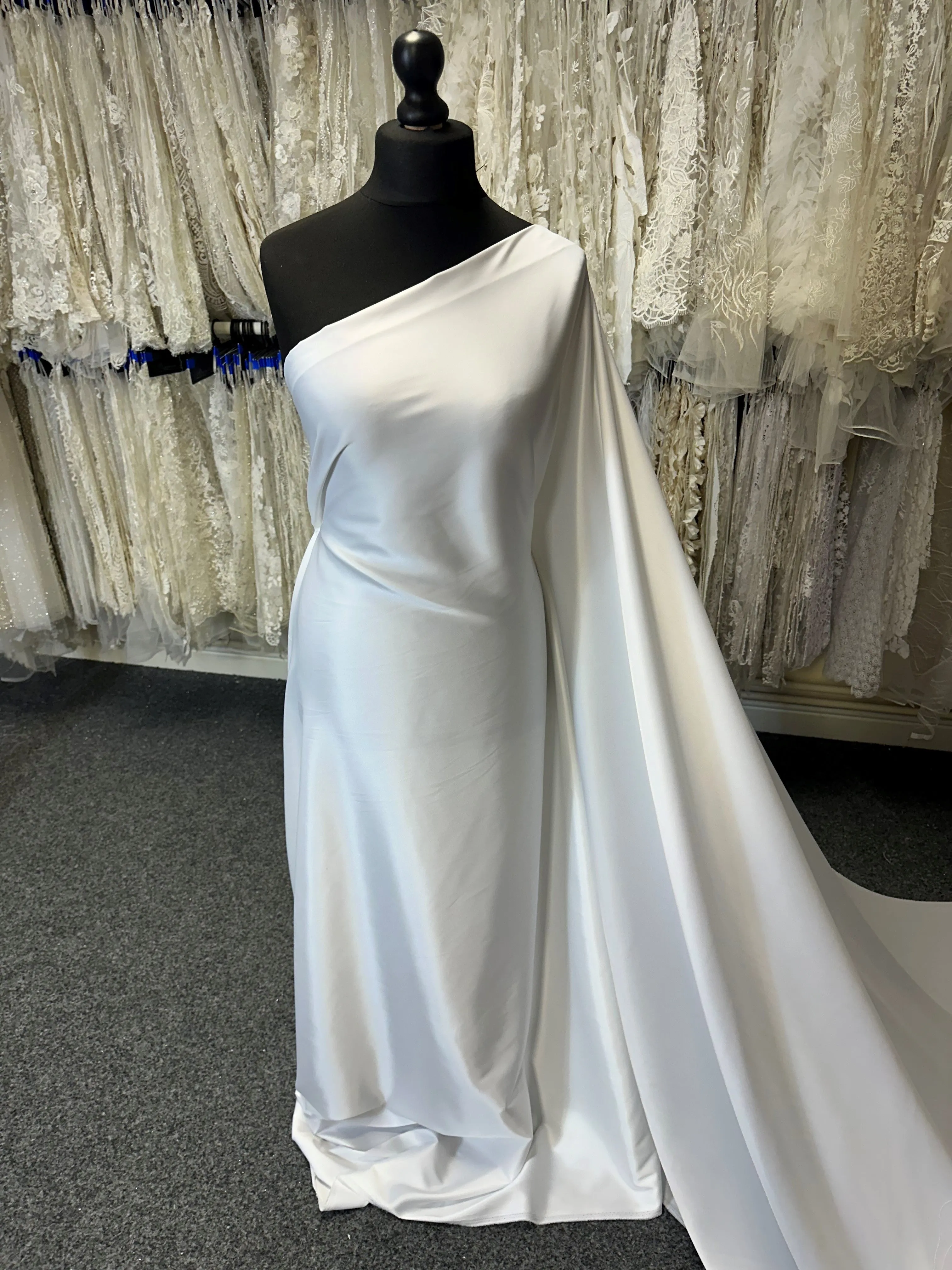 White Polyester Stretch Satin - Sentry
