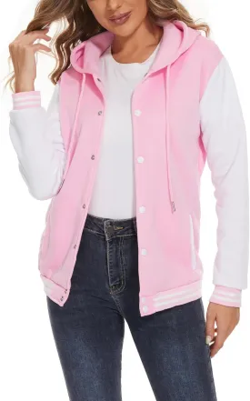 Womens Baseball Jacket Varsity Uniform Casual Loose Cardigan Unisex Adult Long Sleeve Warm Sports Jacket