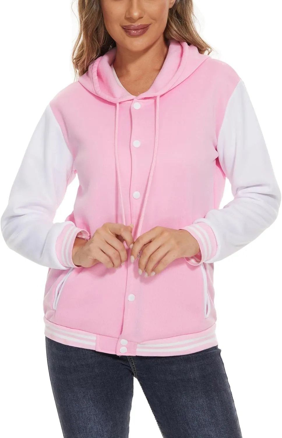 Womens Baseball Jacket Varsity Uniform Casual Loose Cardigan Unisex Adult Long Sleeve Warm Sports Jacket