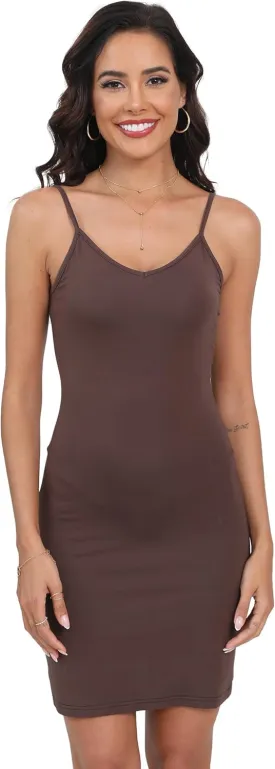 Women's Basic Adjustable Spaghetti Strap Cami Under Mini Slip Dress